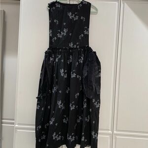 Black and white floral midi dress with lace straps